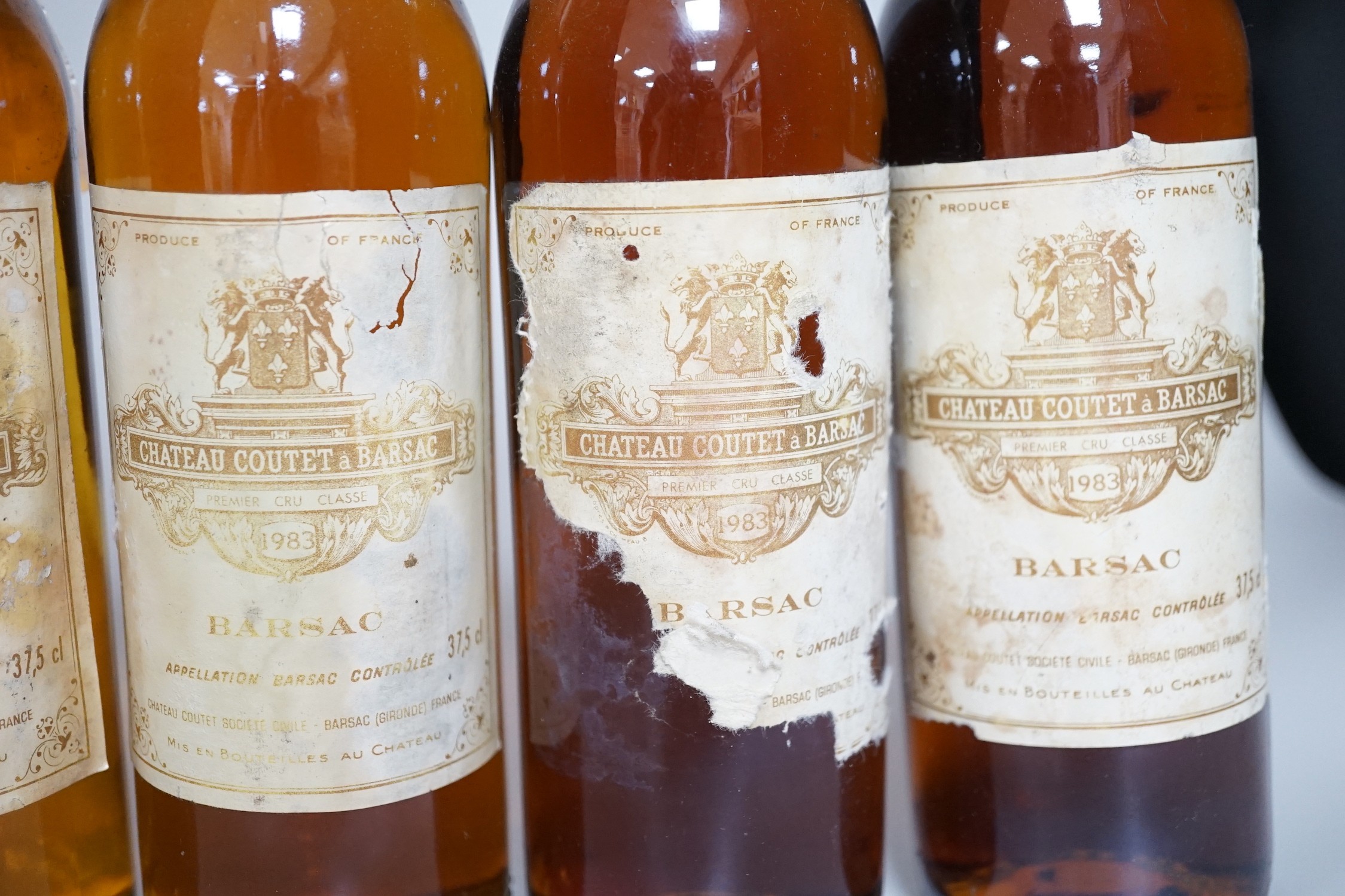 Seven half bottles of Chateau Coutet a Barsac, 1983.